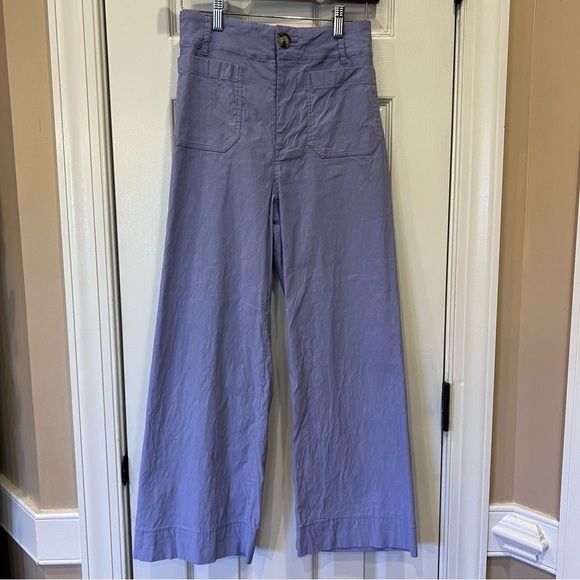 NWOT Anthropologie Maeve Colette Pants Purple 26 Cropped Wide Leg Magic Fabric - Picture 2 of 8